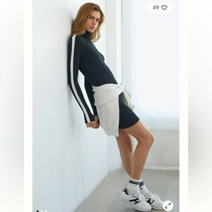 SPLITS59 Jackson Ribbed Black and White Mini Dress